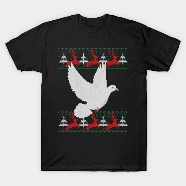 Ugly Christmas Pigeon Bird T-Shirt by Shiva121